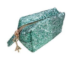 Paris Green Sequin Cosmetic Makeup Pouch